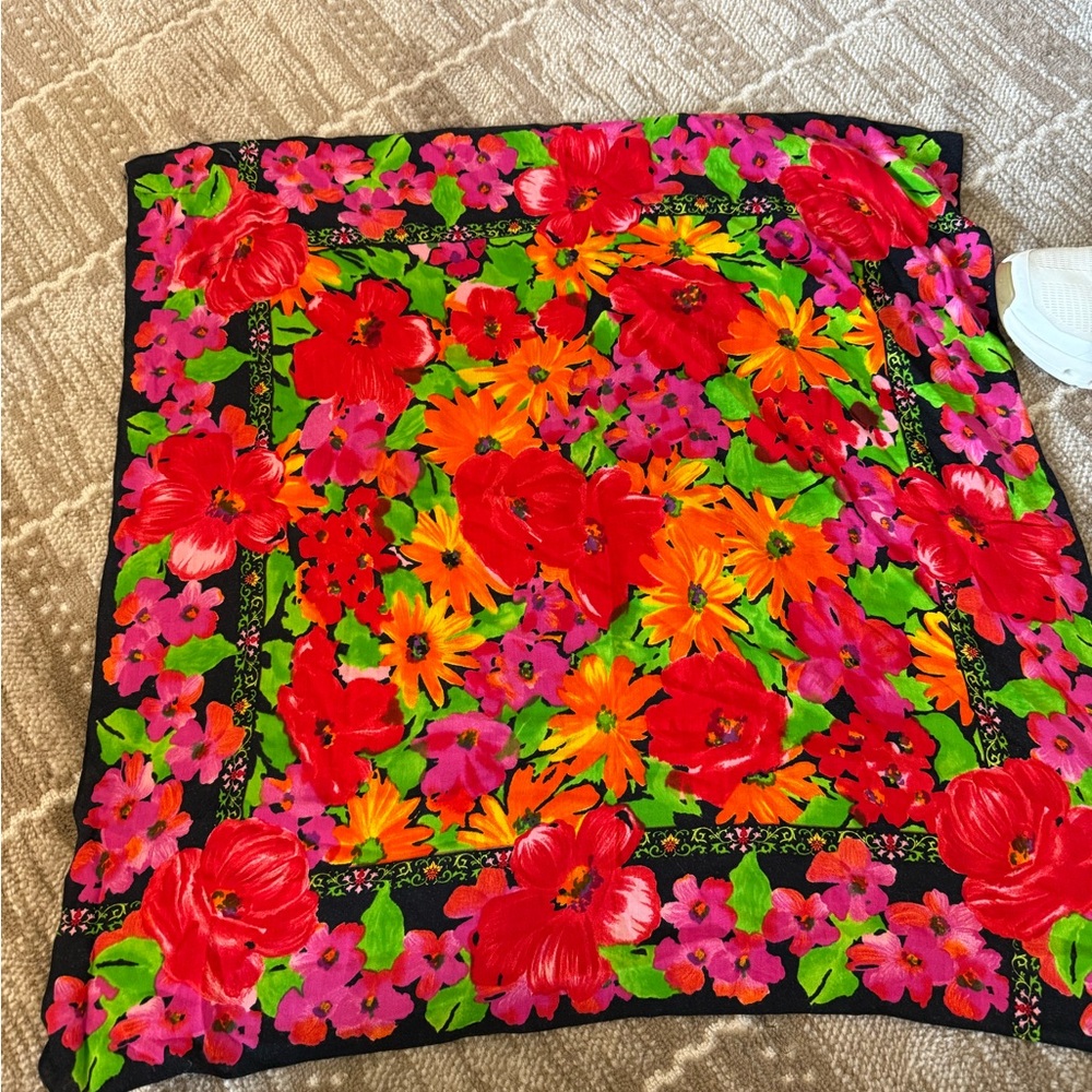 Liz Claiborne Floral Scarf with Red and Pink Accents